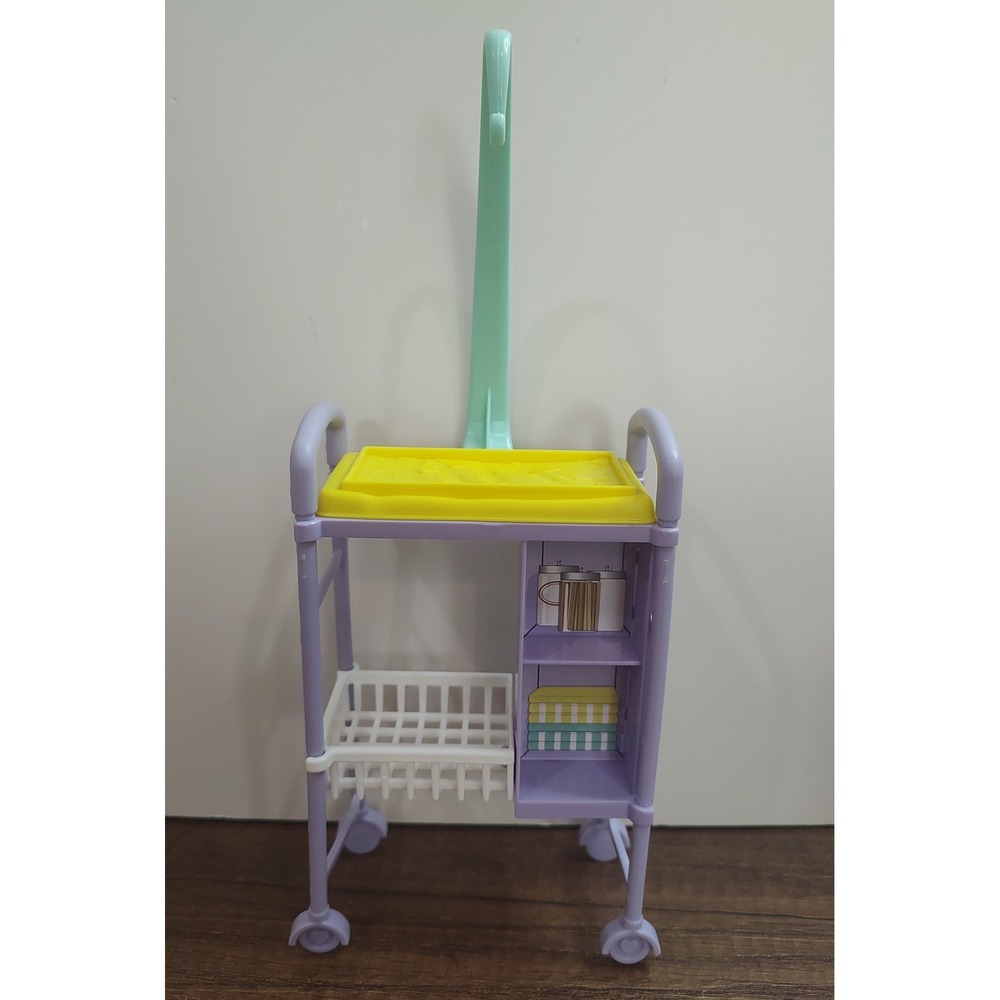 Barbie Dollhouse Miniature Cleaning Cart Trolley Purple Yellow White Green 2016